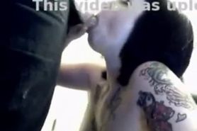 tattooed chick blows and gets well deserved cream