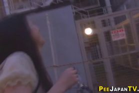 Japanese cutie gets watched peeing