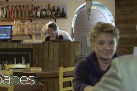 BABES - Small tit Euro waitress Elle Rose takes big tip