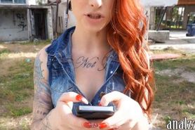 Hot emo redhead chick first time anal fucking outdoor in public