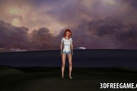 Foxy 3D cartoon redhead babe fucked by a zombie