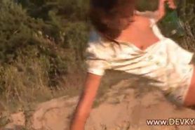Sweet russian coed naked on the sand