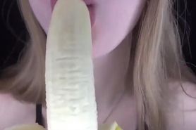 Blonde Beauty Sucking On A Banana ASMR