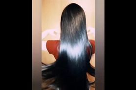 Silk long hair fetish compilation !