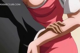 Horny anime teacher blowing cock gets jizzed all over