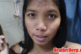 14 Week Pregnant Thai Teen Solo in the Bathtub Finger Fuck