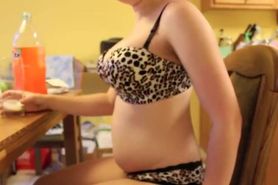 Sexy girl bloating and burping