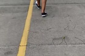 SCHOOL GIRL strolling in PUBLIC PARK with mini DRESS - Miss Cat Latina