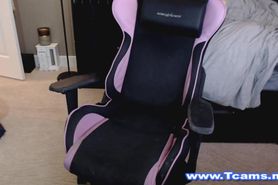 Tranny With Glasses Masturbates On her Gaming Chair