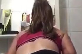 Hot 18 teen strip in bathroom and shows her amazing tits
