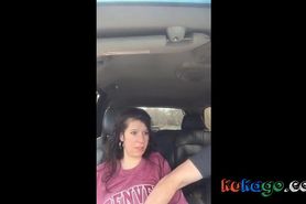 Very cute chick gets fingered to orgasm in back seat
