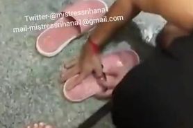 Indian mistress shoe and feet cleaning