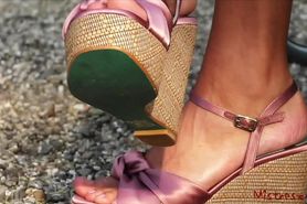 Femdom domina walking in pink sandals