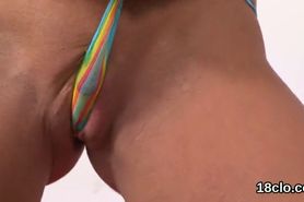 Pretty nympho is gaping narrow slit in closeup and having orgasm