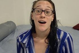 Naked white girl freshly showered teases you, she will make you cum - JOI