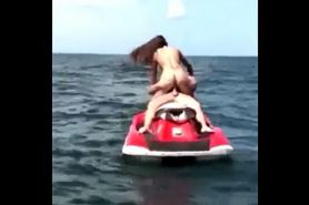 Couple in love fucking on a jet ski