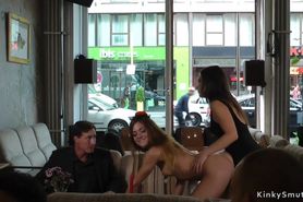 Naked slut made crawl in public