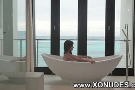 girl fingering in bath - video 1