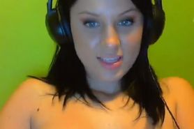 teen with cute eyes shows her tits and pussy