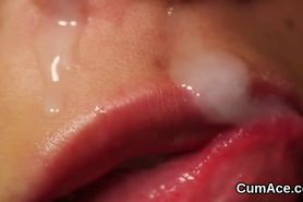Slutty honey gets jizz shot on her face swallowing all the charge