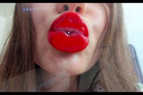 Giantess Lipgloss Kisses on Glass