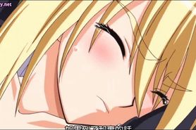 Anime blonde sucking and gets jizz