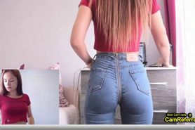 Brunette Girl With Nice Ass Orgasms In Her Jeans