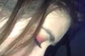 White girl with green eyes sucks brown cock