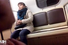 Asian Scared by Cumshot on Train
