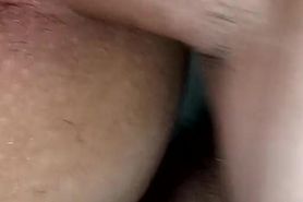 Chubby 5'1 slut recorded on phone taking dick in ass and getting a creampie