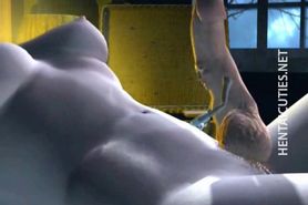 Horny 3D anime bitch rub a huge dick