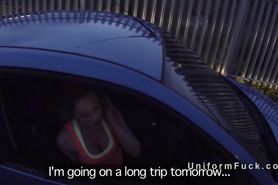 Fake cop pulls over sexy busty blonde then bangs her