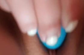 Closeup morning teasing of sexy clit with new egg shaped vibrator