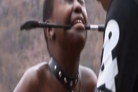 African sluts in rough outdoor nipple torment and spanking