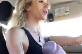 Driving on public Hwy. while trans jerks off my huge dick until I shoot huge cum shot!