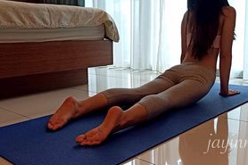 Tiny Asian Having Sexy Yoga Session At Home