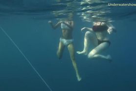 Naked girls on Tenerife having fun in the water