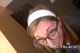 Nerdy Ava is subdued by horny director into getting her coochie expanded