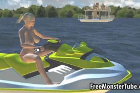 Foxy 3D cartoon blonde babe getting fucked on a boat