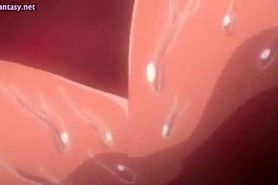 Big boobed anime girl freting penis