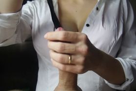 Titfuck in a Red Bra Ends with Cum between Boobs