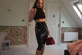 Hot Teen Girl in Latex Skirt, Dress and Leggings  PVC Vinyl Latex Leggings  FapToCeleb