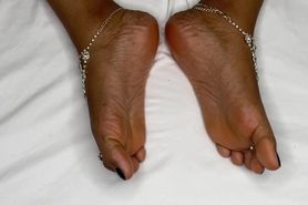 Black Foot Goddess Masturbates, Fucks White Dick & Cum Shot On Feet