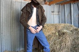 Hung Redneck Country Boy Cowboy Secretly Fucking in the Barn - Boots Trench Coat Hat