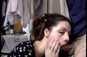 Horny girl measures cock with her throat - video 3