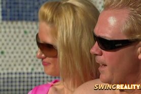 Swingers experience a funny and hot welcome game