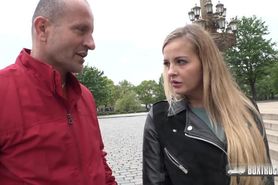 Slender blonde Candy Alexa first time fucking in public