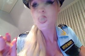 Beauty blonde smoking on webcam