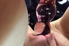 Pink Glass Toy In My Juicy Pink Pussy