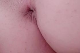 Teen pulsating pussy close up creampie while watching porn and playing with bottle